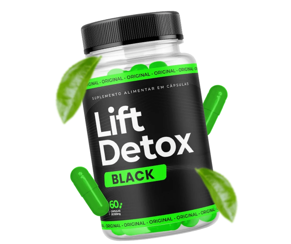 Frasco do suplemento lift detox black